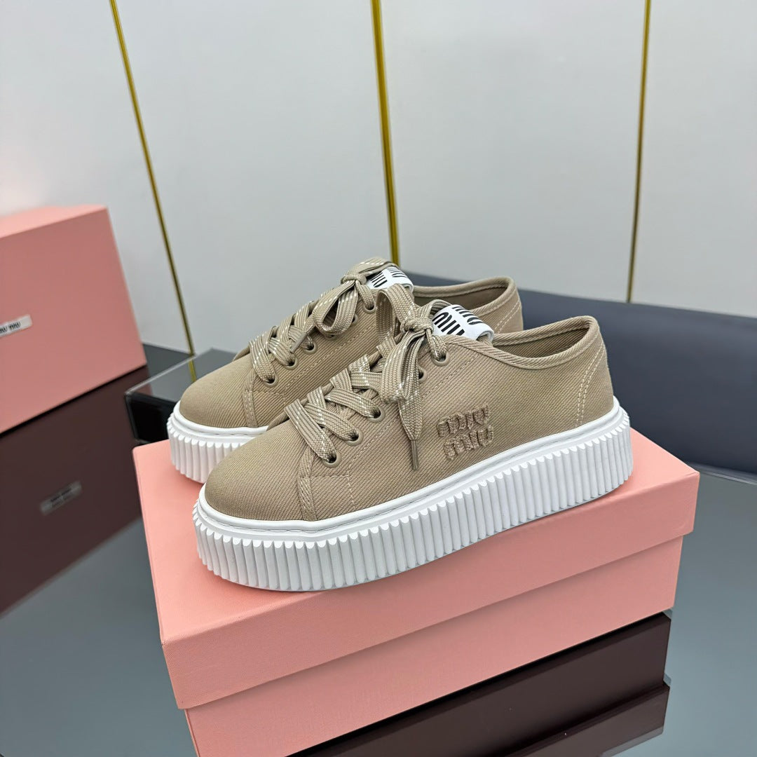 WASH SNEAKER IN DARK BEIGE DENIM、mysite、Cacoeks