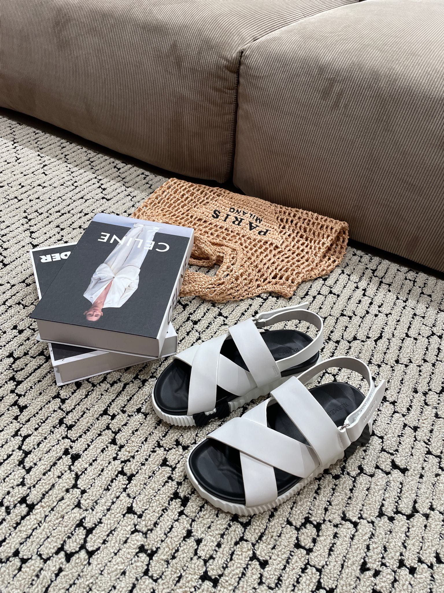 ELECTRIC SANDAL BLACK MIX CREAMY WHITE CALFSKIN、mysite、Cacoeks