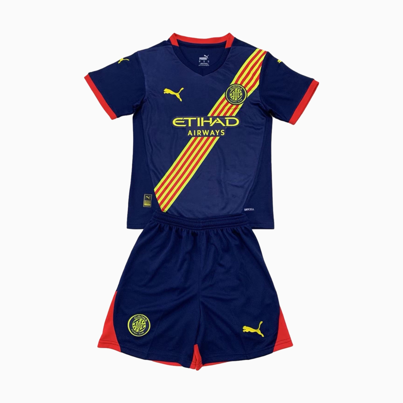 Higojerseys-Girona 24-25 Away Kids Kit