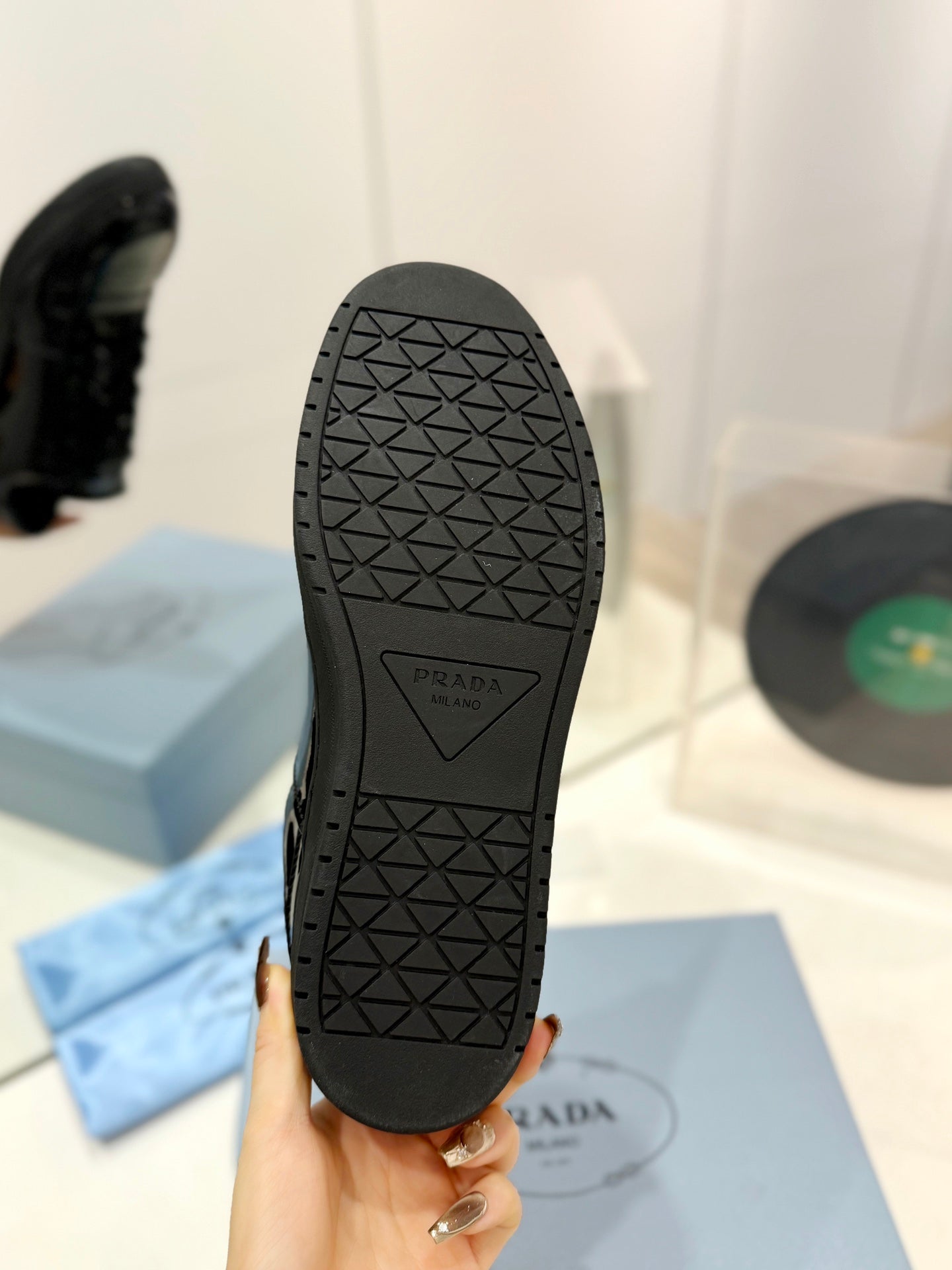 PRA DOWNTOWN PERFORATED SNEAKERS GLOSSY BLACK CALFSKIN、mysite、Cacoeks