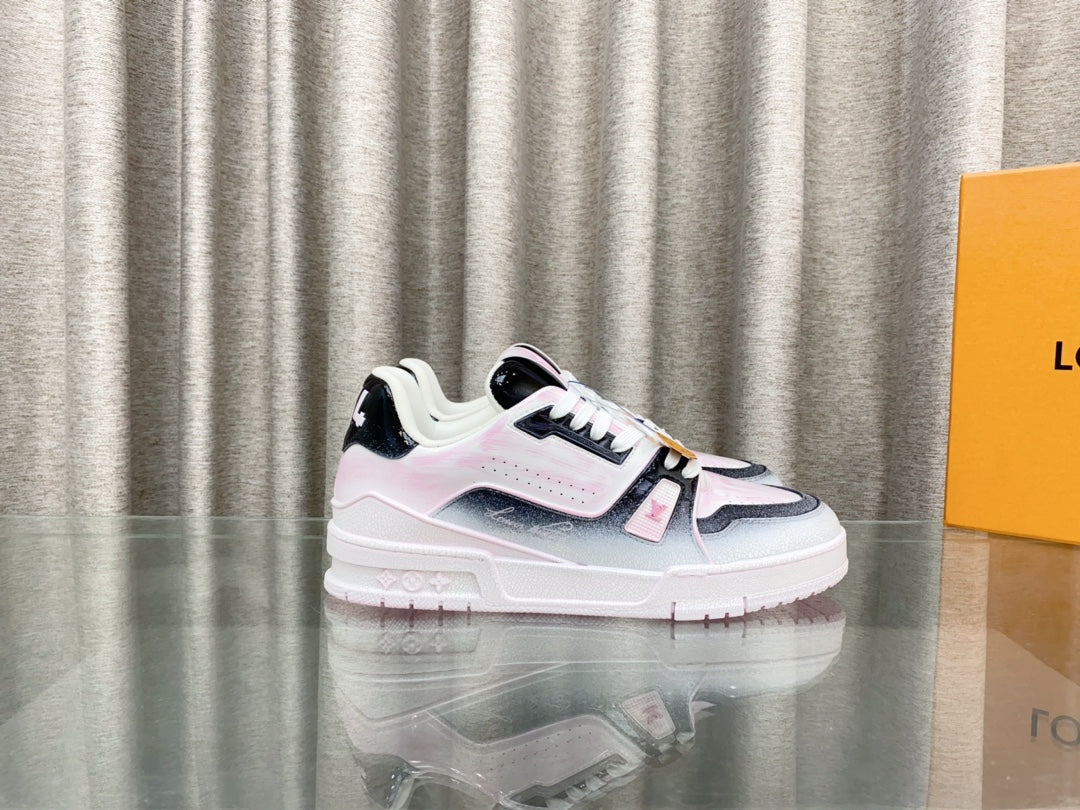 LV TRAINER SNEAKERS IN LIGHT PINK OMBRE MIX COLORFUL CALFSKIN、mysite、Cacoeks