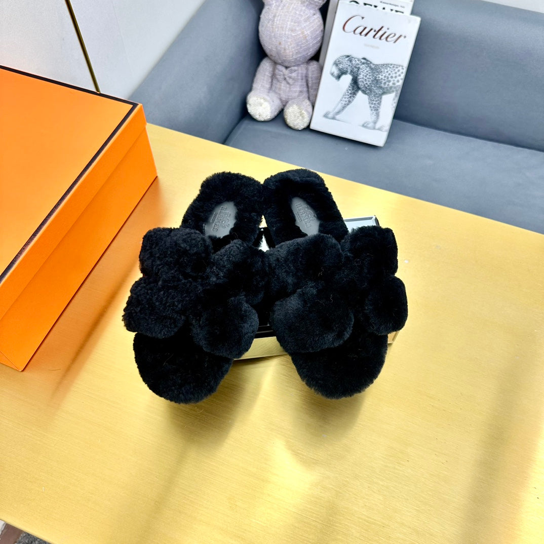 0RAN SHEARLING SANDALS BLACK、mysite、Cacoeks