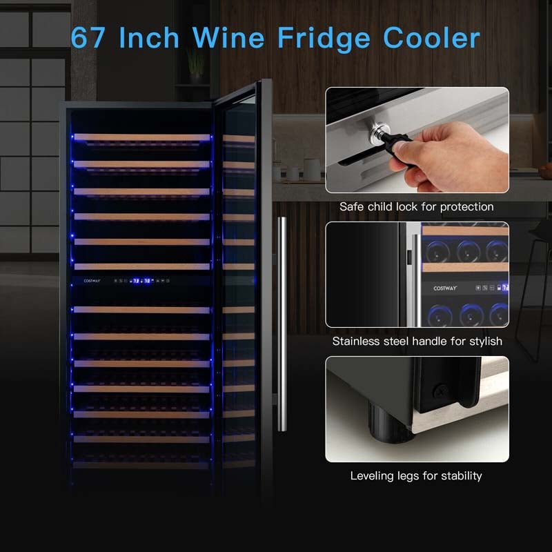 Eletriclife 154-Bottle Freestanding Wine Cooler Refrigerator Dual Zone Wine Cellar