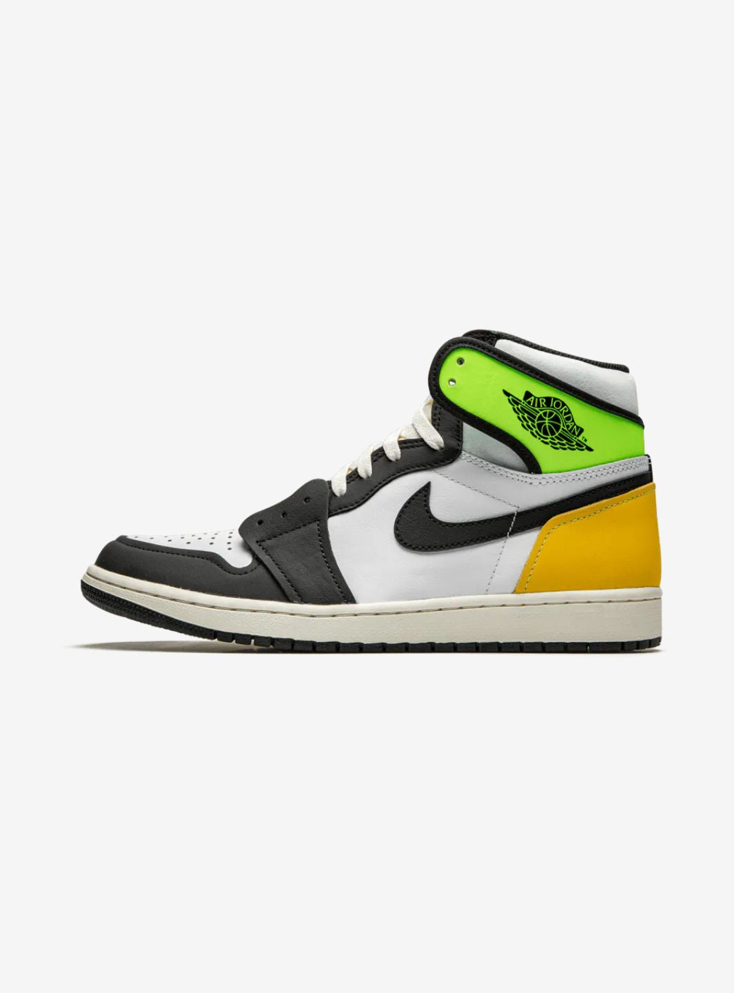 Air Jordan 1 Retro High White Black Volt University Gold、JORDAN、Cacoeks