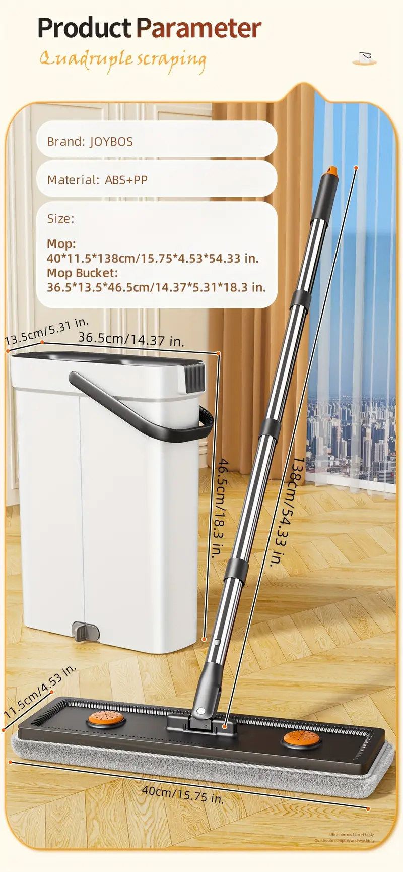 home relaxation   2024   hands free mop easy   flat mop with dual chamber bucket   4 reusable pads for effortless cleaning of hardwood tile laminate floors in bedroom bathroom   room mops for floor cleaning details 3