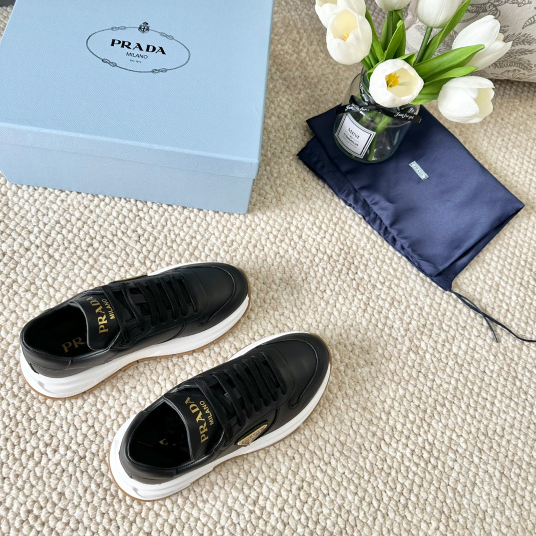PRA THICK SOLE SNEAKER BLACK CALFSKIN、mysite、Cacoeks