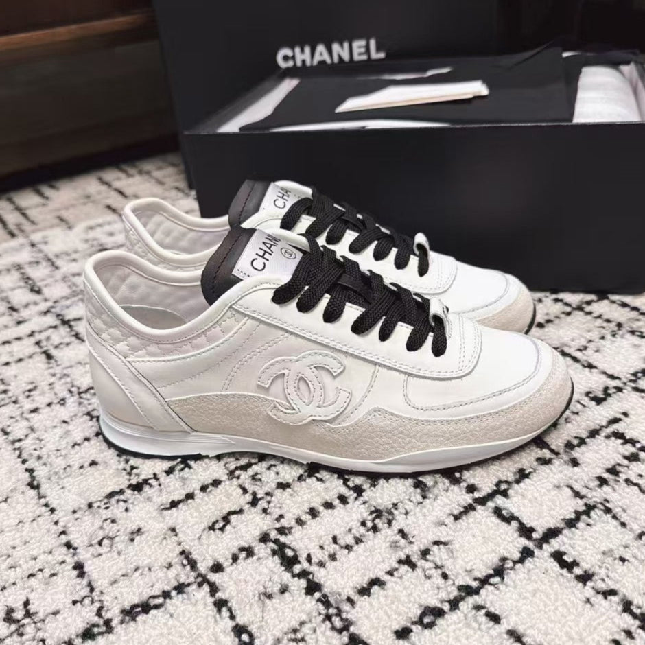 TRAINERS SNEAKER IN WHITE CALFSKIN AND SUEDE、mysite、Cacoeks