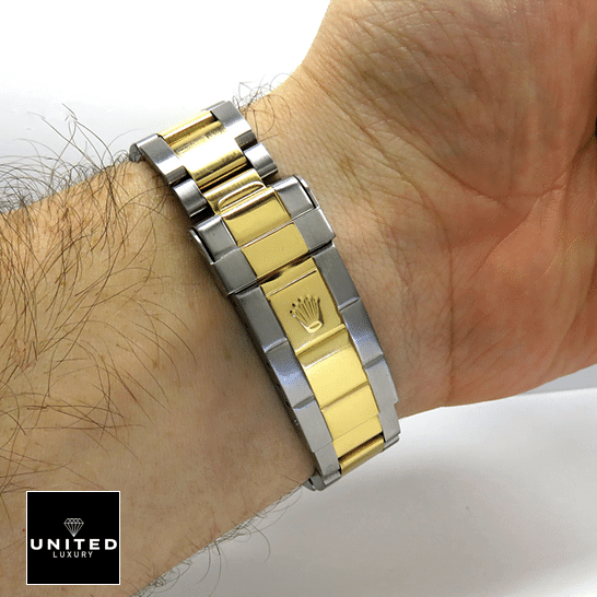 Rolex Submariner 16613 Two Tone Bracelet Fold Clasp on the Rolex Logo Replica