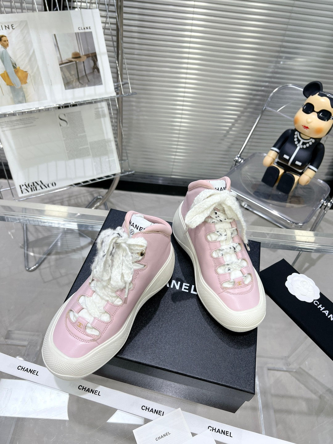 CC CANO ALTO SNEAKER IN BLUSH PINK CALFSKIN AND WHITE RUBBER、mysite、Cacoeks