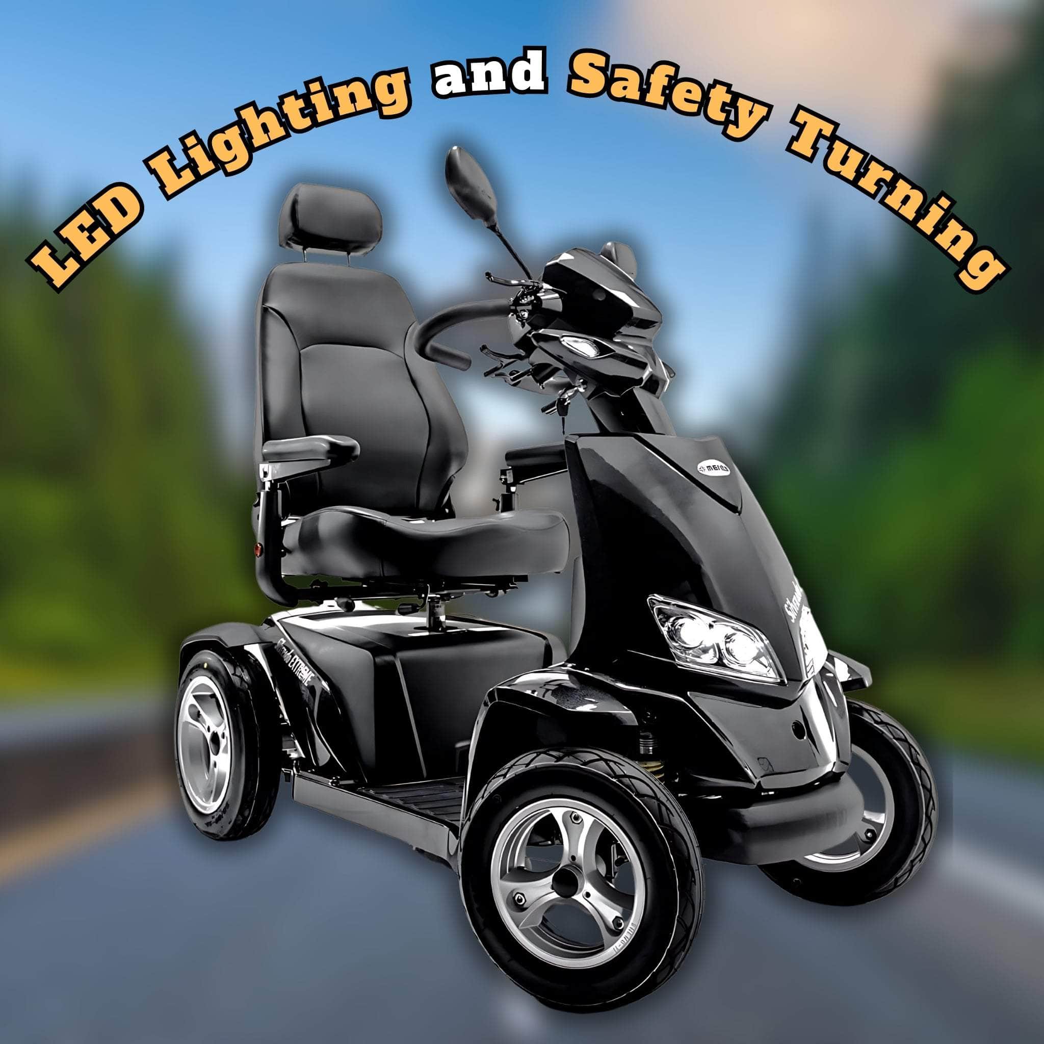 Merits Silverado Extreme 4-Wheel Mobility Scooter: LED Lighting and Safety Turning for Ultimate Protection