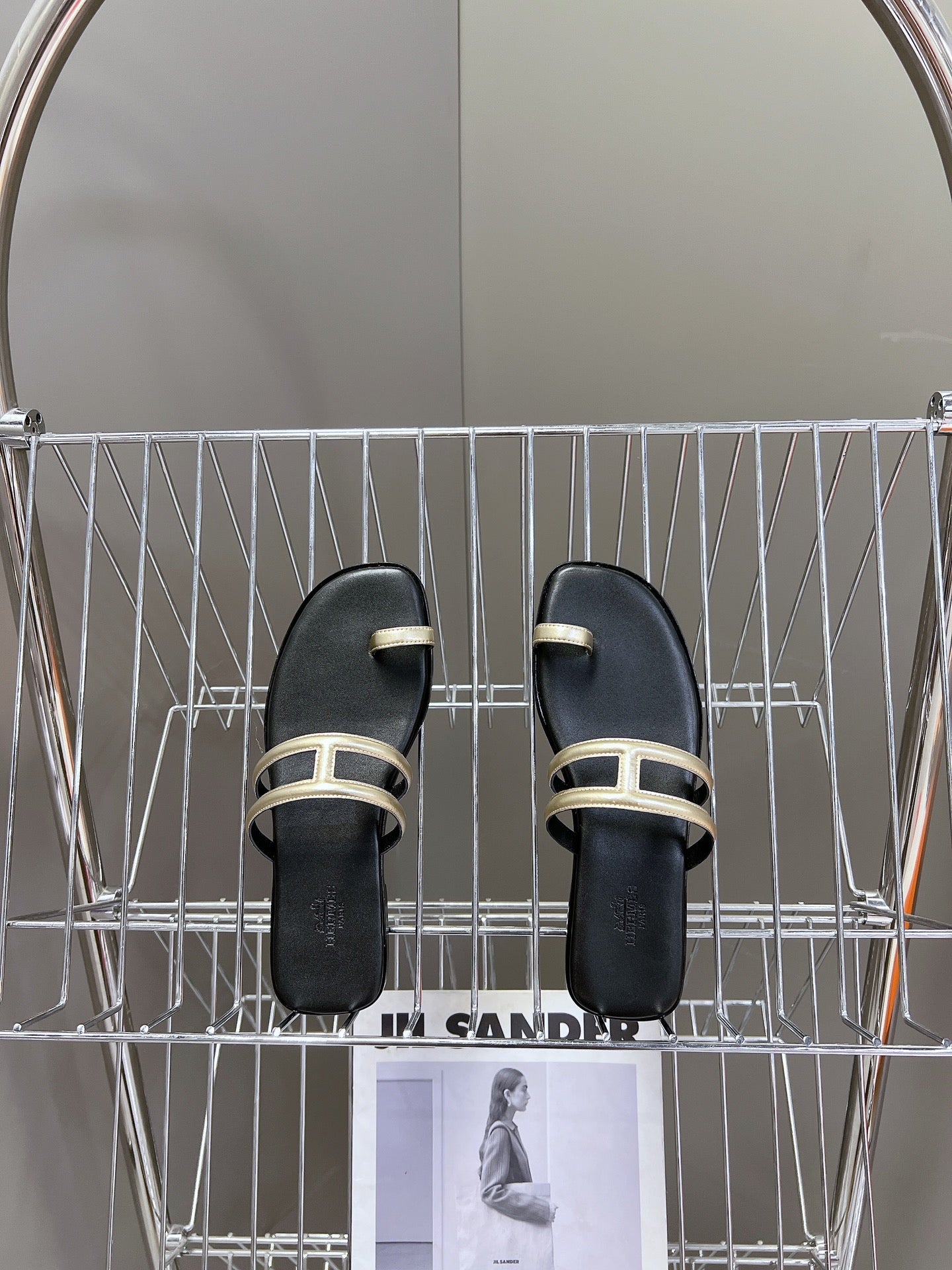 Georgia Sandals Gold Black Calfskin、mysite、Cacoeks