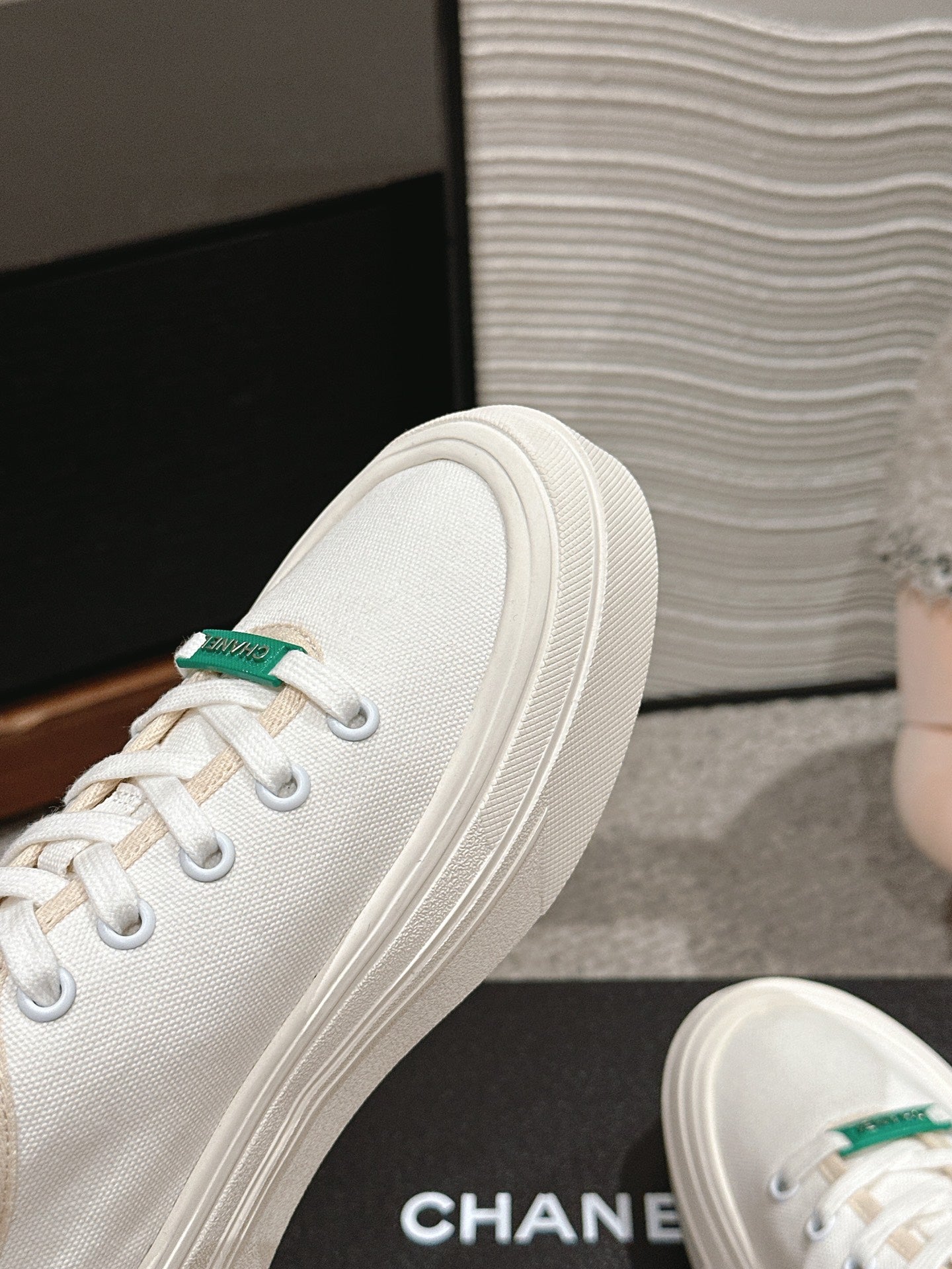 LACE-UP SNEAKERS IN WHITE CANVAS、mysite、Cacoeks