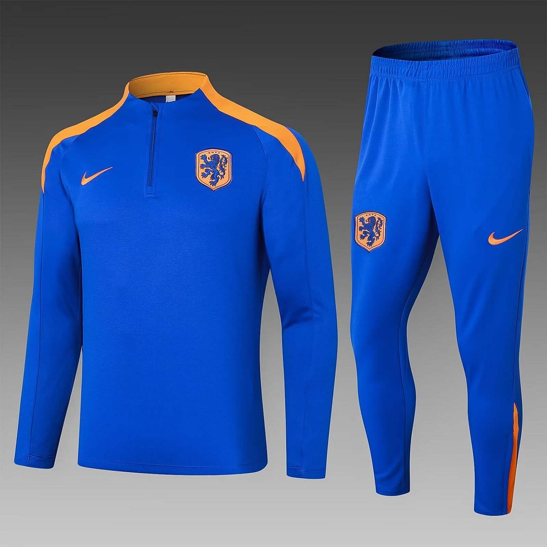2024 Netherlands Half-Pull Training Suit Colorful Blue Football Shirt Set-mysite Custom Football Kit- Nextkits