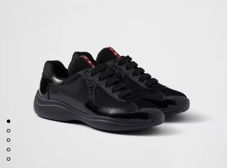 PRADA SNEAKER 25S IN BLACK MESH AND PATENT CALFSKIN、mysite、Cacoeks