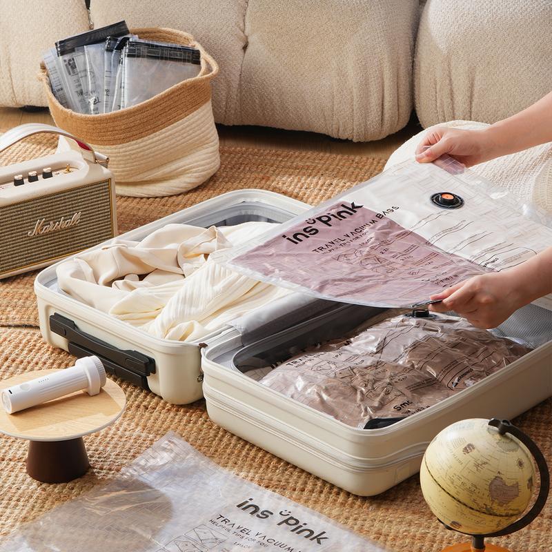 [Inspink] Travel Vacuum Compression Storage Bags with USB - Rechargeable Electric Pump - Ultra - Compact, Lightweight Space - Savers for Clothing & Travel Essentials. Zipper Pouches, Outdoor Packing System, Hand Organizer, #HolidayHaul Variety Pack