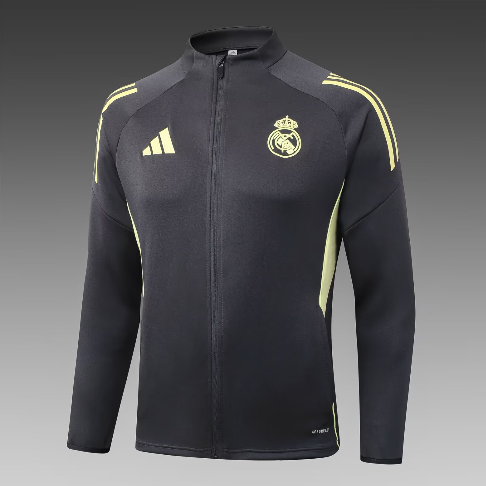 2025/2026 Real Madrid Long Zipped Jacket Dark Gray Football Shirt Set:football jersey mysite: unitedjerseyfootball 邓江浪:football