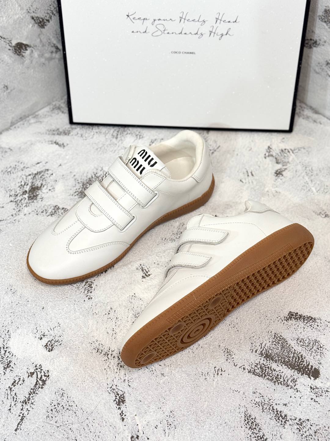 RETRO SNEAKERS WITH RIPTAPE STRAPS IN WHITE SMOOTH LAMBSKIN、mysite、Cacoeks