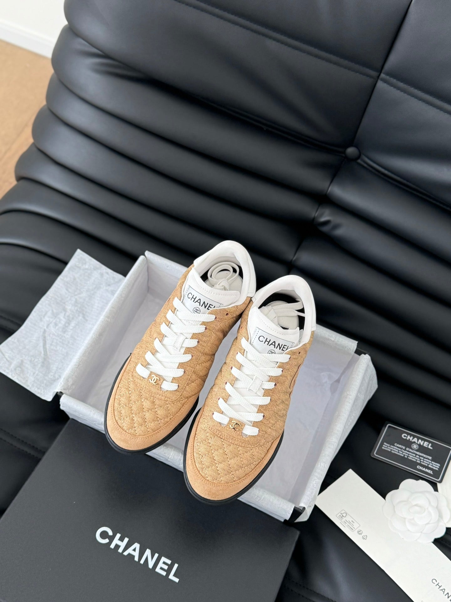 CC SNEAKER IN PEANUT BROWN MIX WHITE EMBROIDERED LAMBSKIN、mysite、Cacoeks