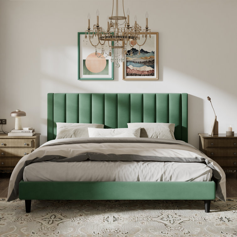Sonoma Velvet Upholstered Bed with Tufted Headboard