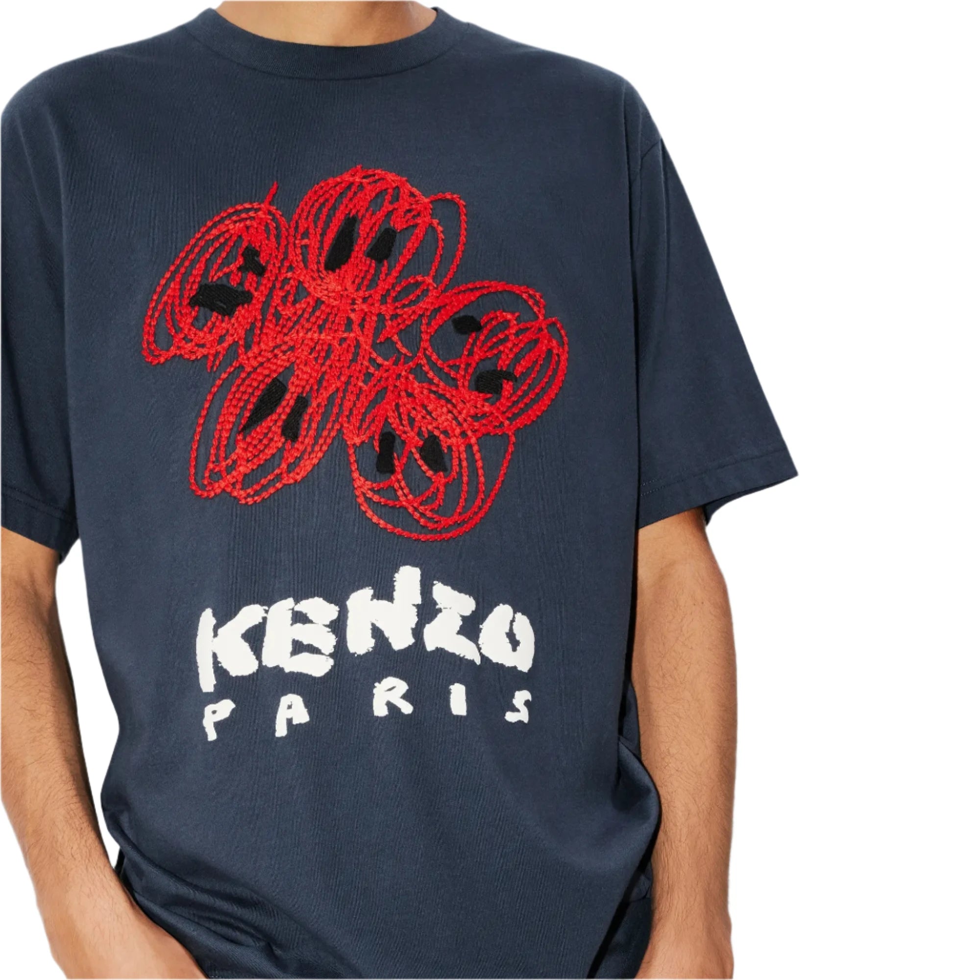 Kenzo Drawn Varsity Embroidered T-Shirt Midnight Blue、mysite、Cacoeks