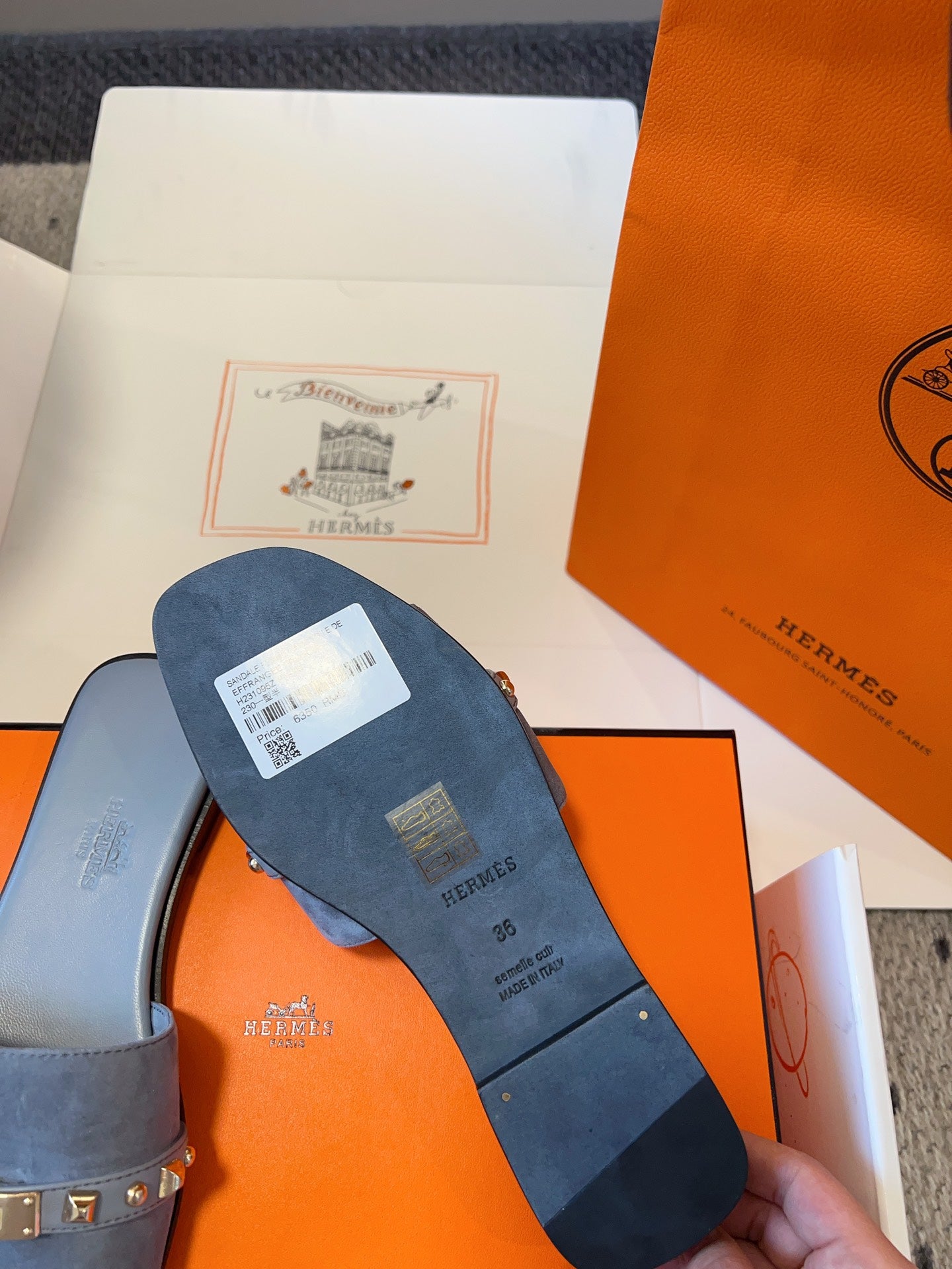 GIULIA FLAT SANDAL IN CERULEAN BLUE SUEDE、mysite、Cacoeks