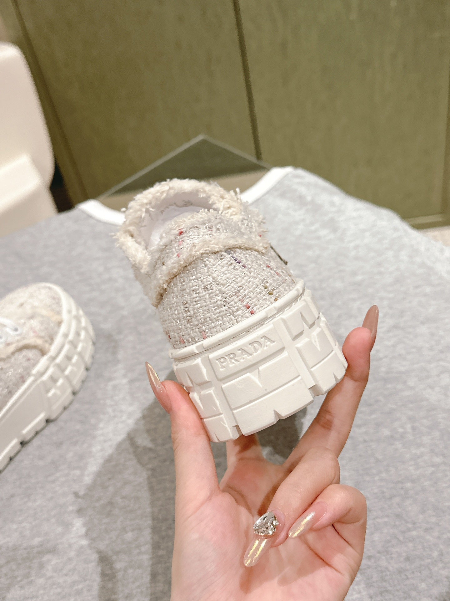 PRA DOUBLE WHEEL RE-NYLON GABARDINE SNEAKERS BEIGE FABRIC、mysite、Cacoeks