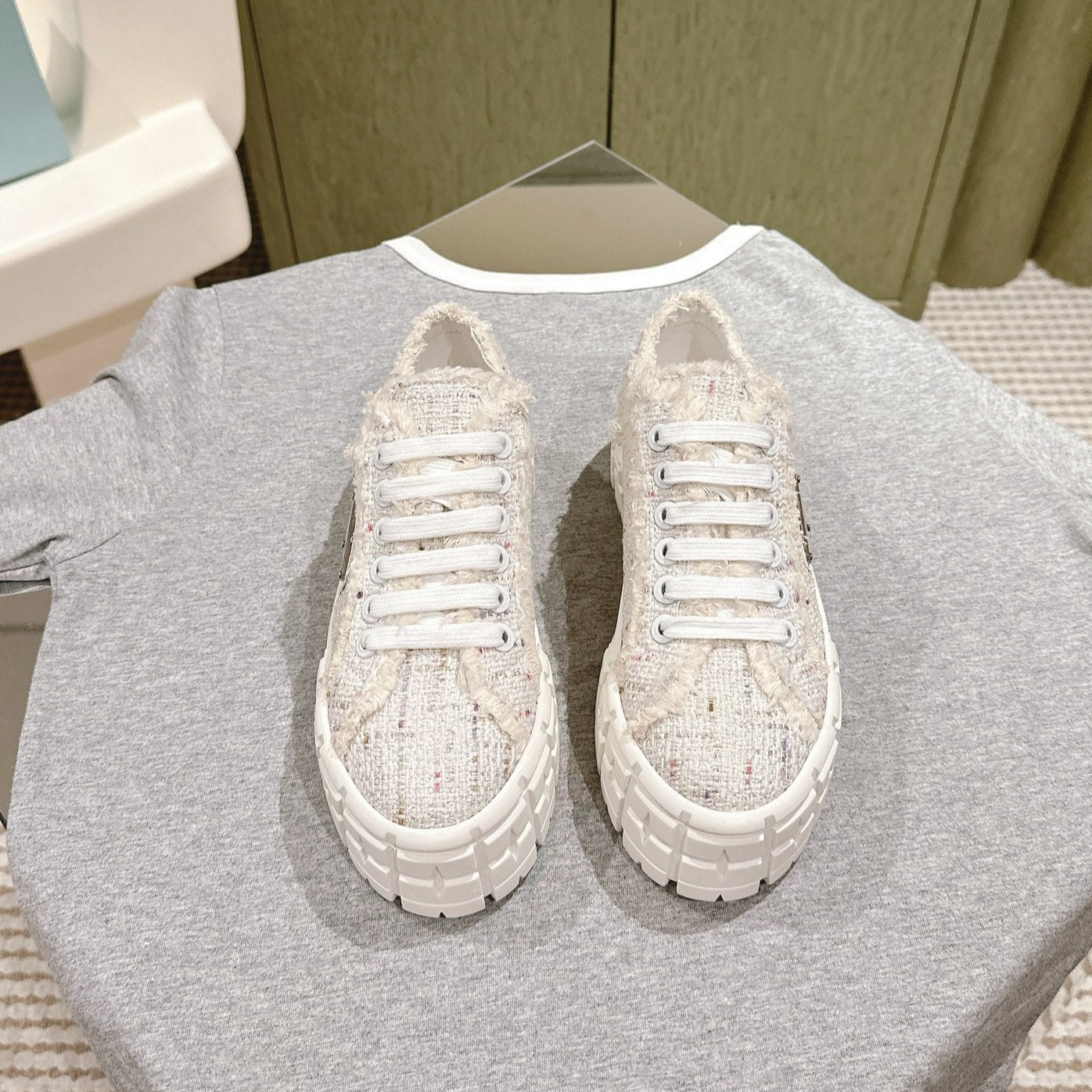 PRA DOUBLE WHEEL RE-NYLON GABARDINE SNEAKERS BEIGE FABRIC、mysite、Cacoeks