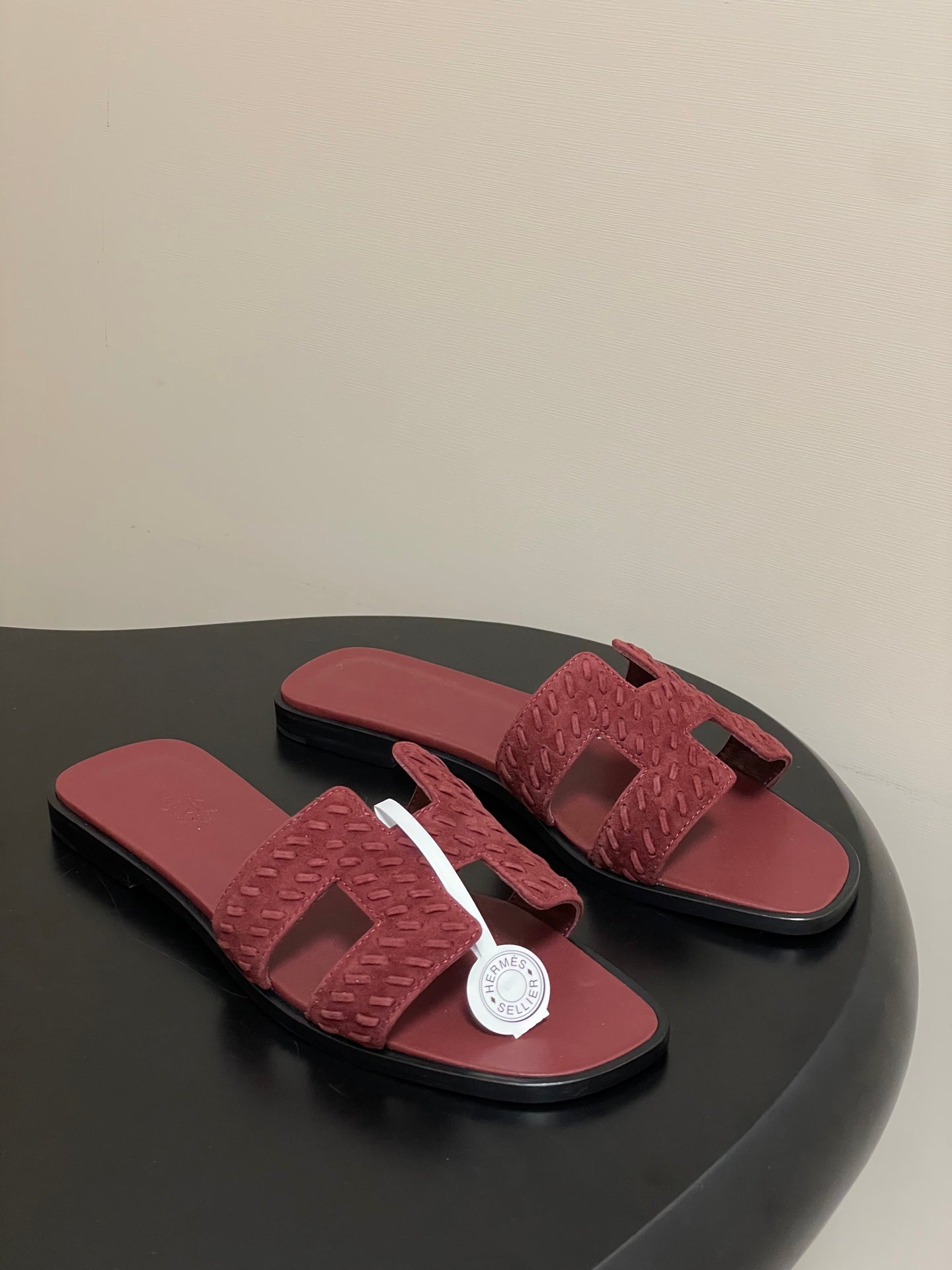 HM 25S ORAN SANDAL IN DARK RED SUEDE AND LAMBSKIN、mysite、Cacoeks
