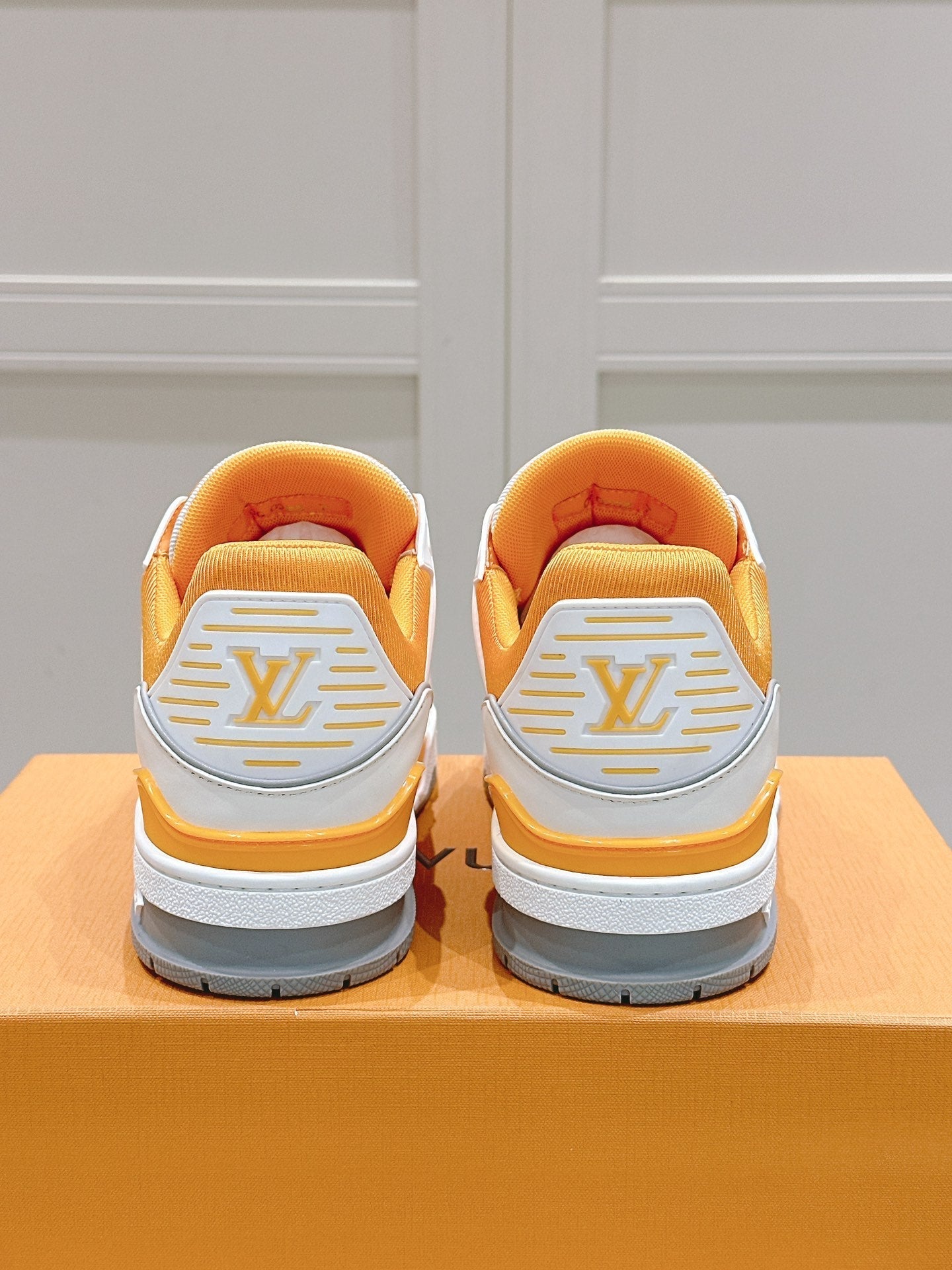 LV TRAINER SNEAKER IN SAFFRAN YELLOW GRAINED CALFSKIN、mysite、Cacoeks