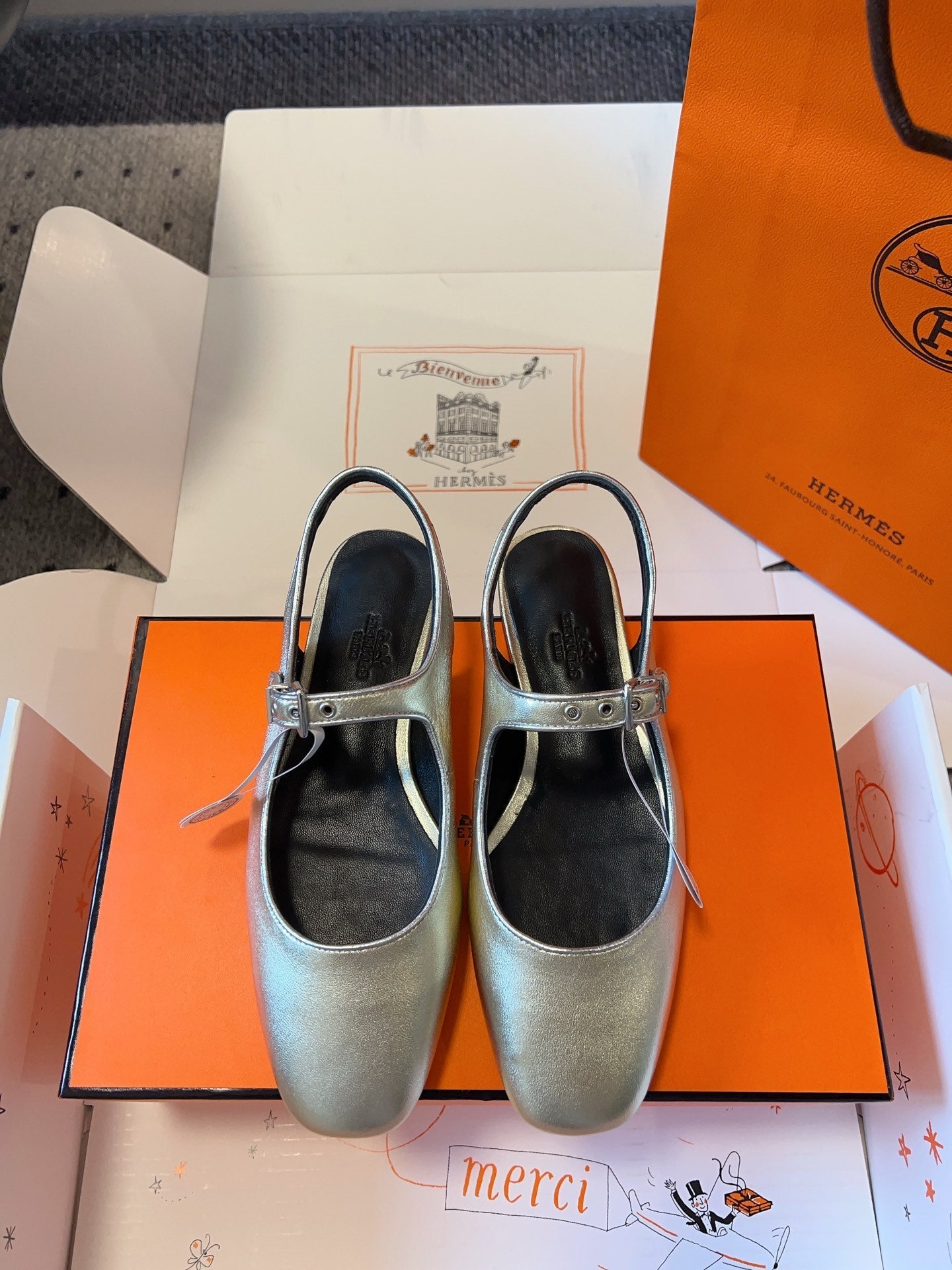 KLEO SLINGBACK IN SILVER CALFSKIN、mysite、Cacoeks