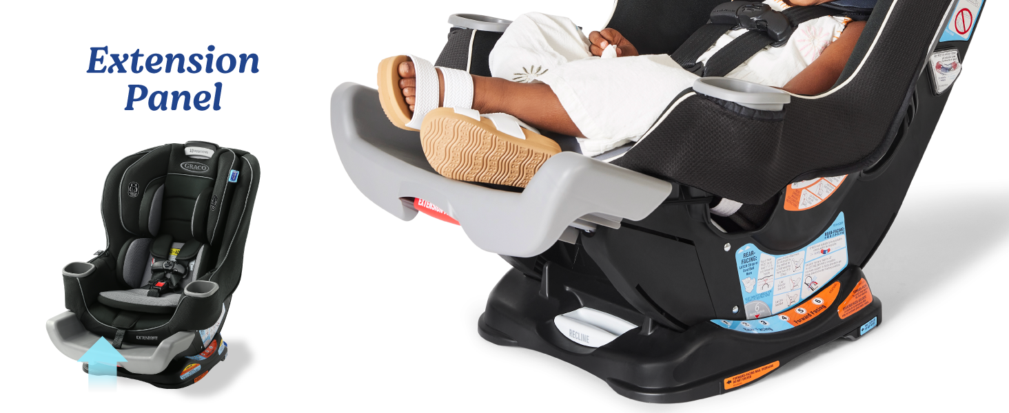 Graco Extend2Fit 2-in-1 convertible baby car seat 4-position extension panel extra legroom comfort