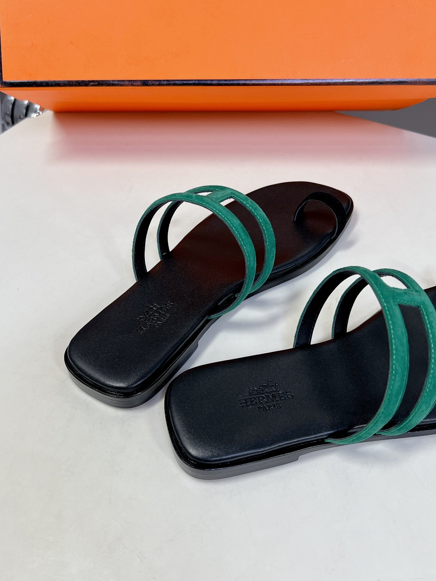 Georgia Sandals Teal Suede Black Calfskin、mysite、Cacoeks