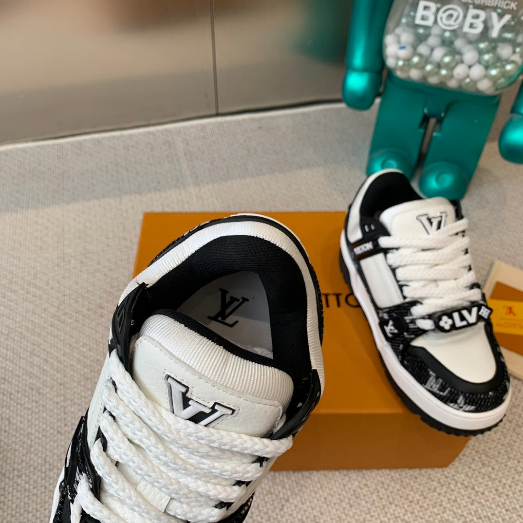 LV TRAINER MAXI SNEAKER IN WHITE MIX BLACK CALFSKIN、mysite、Cacoeks