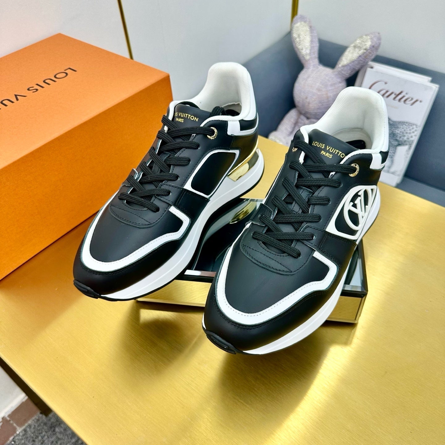 NEO RUN AWAY SNEAKER IN BLACK MIX WHITE CALFSKIN、mysite、Cacoeks