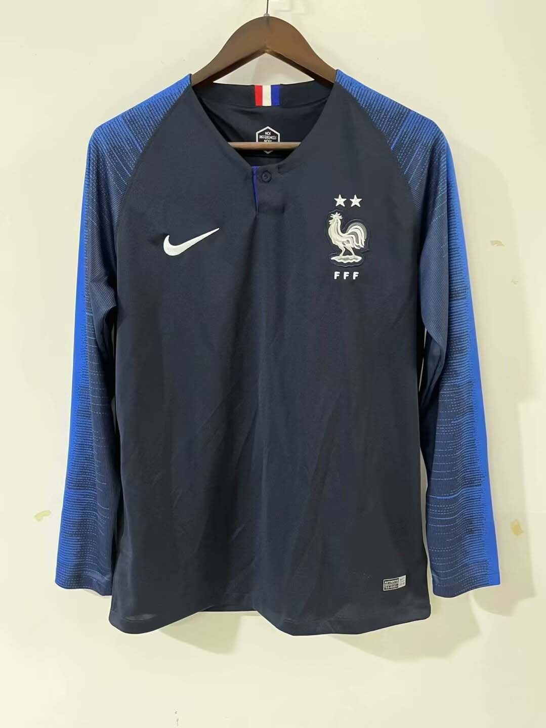 2018 Retro Long Sleeve France Home Football Shirt-mysite Custom Football Kit- Nextkits