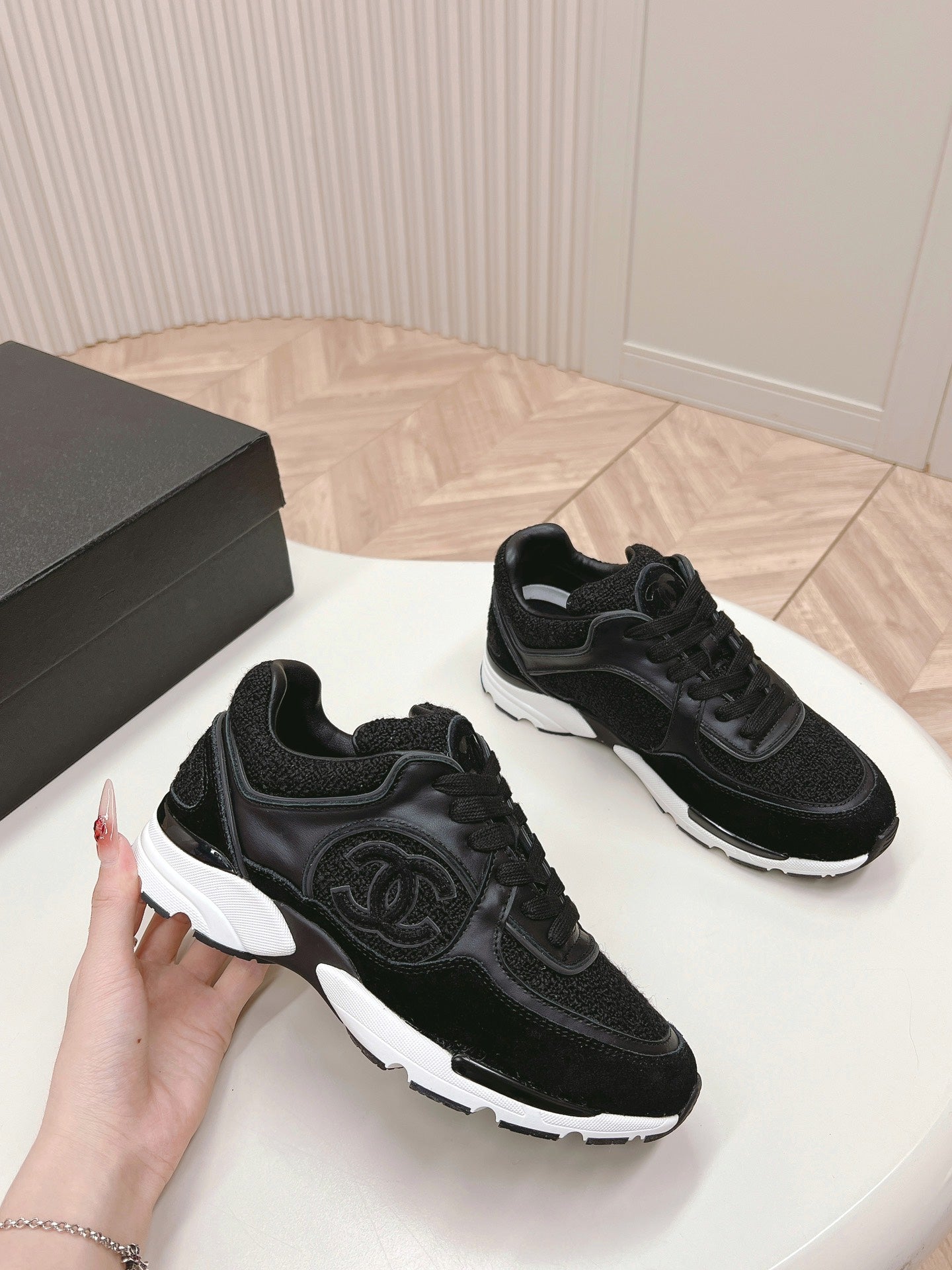 TRAINERS IN BLACK SUEDE AND CALFSKIN、mysite、Cacoeks