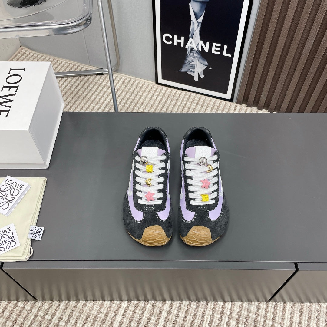 BALLET RUNNER 2.0 IN PURPLE PASTEL MIX BLACK SUEDE AND LYCRA FABRIC、mysite、Cacoeks