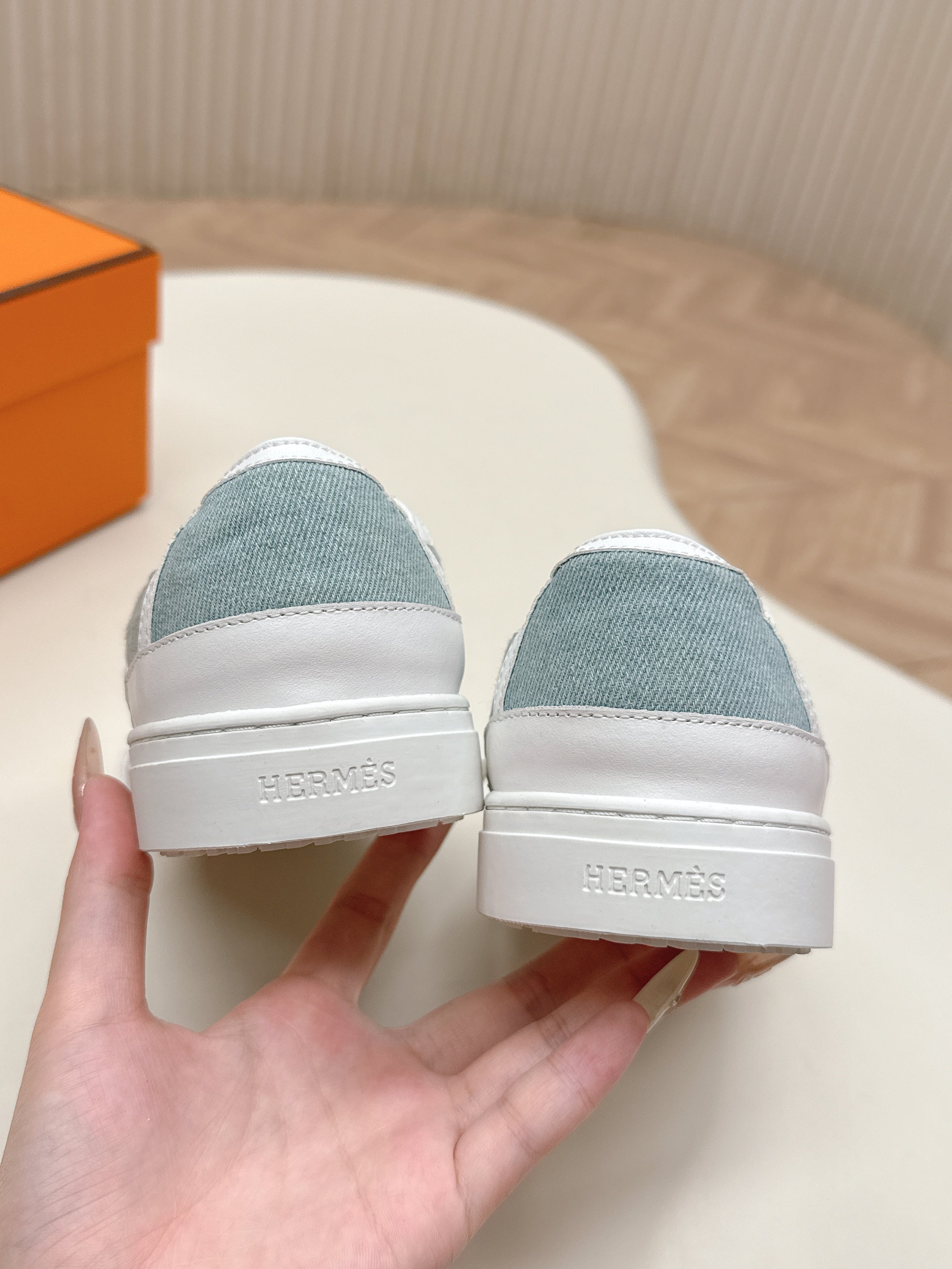 HM 25S SNEAKER LOW SPORTS IN BLUE DENIM MIX WHITE LAMBSKIN、mysite、Cacoeks