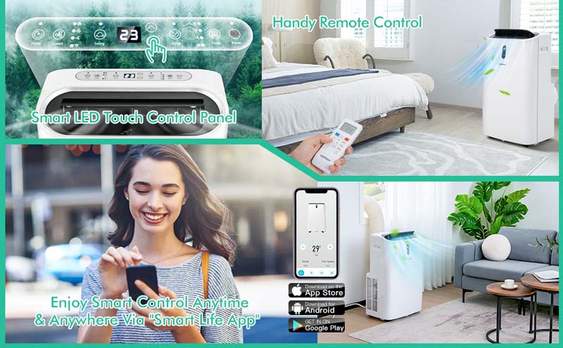 Eletriclife 12000 BTU Portable 4-in-1 Air Conditioner with Smart Control