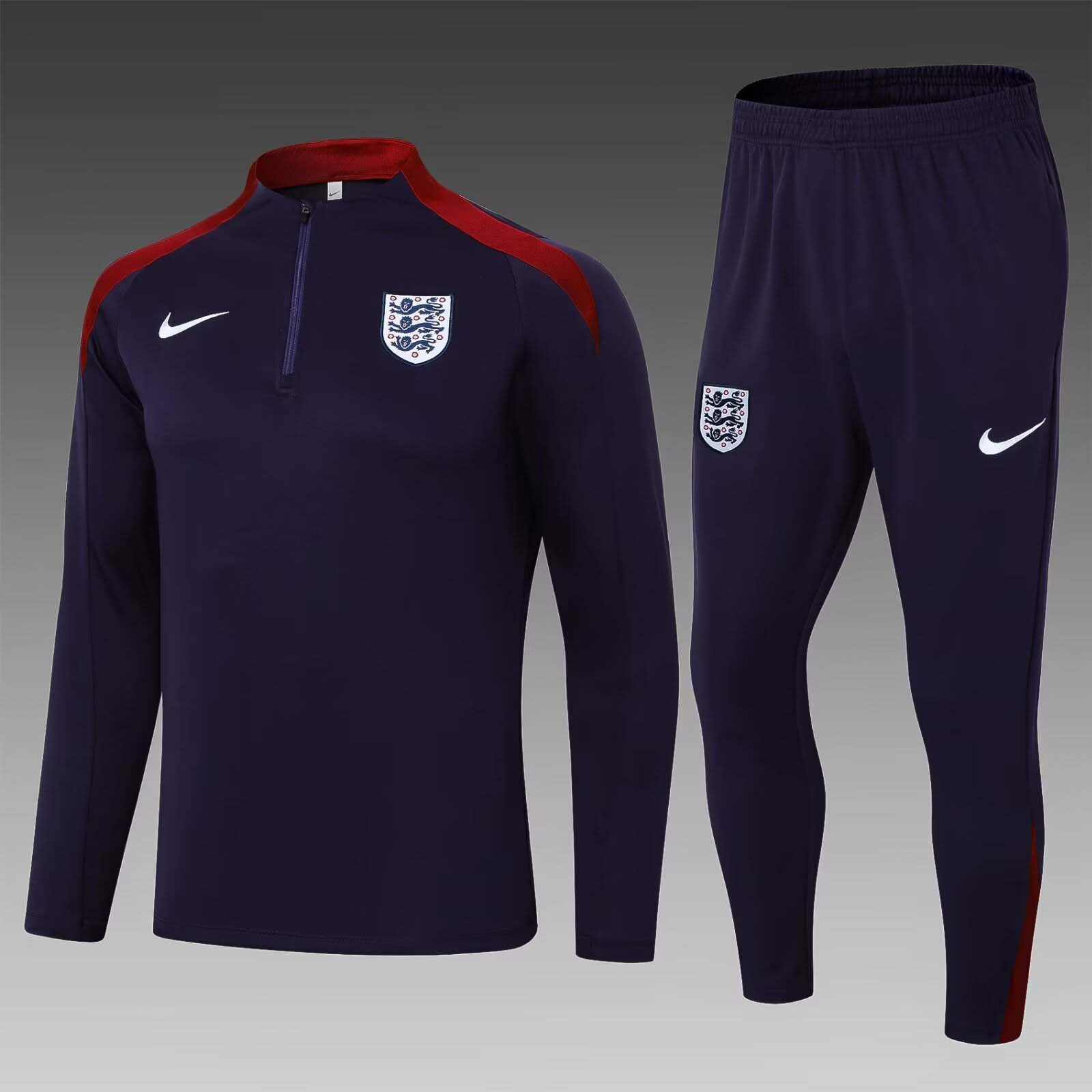 2024 England Half-Pull Training Suit Purple Soccer Jersey Set-mysite Custom Football Kit- Nextkits