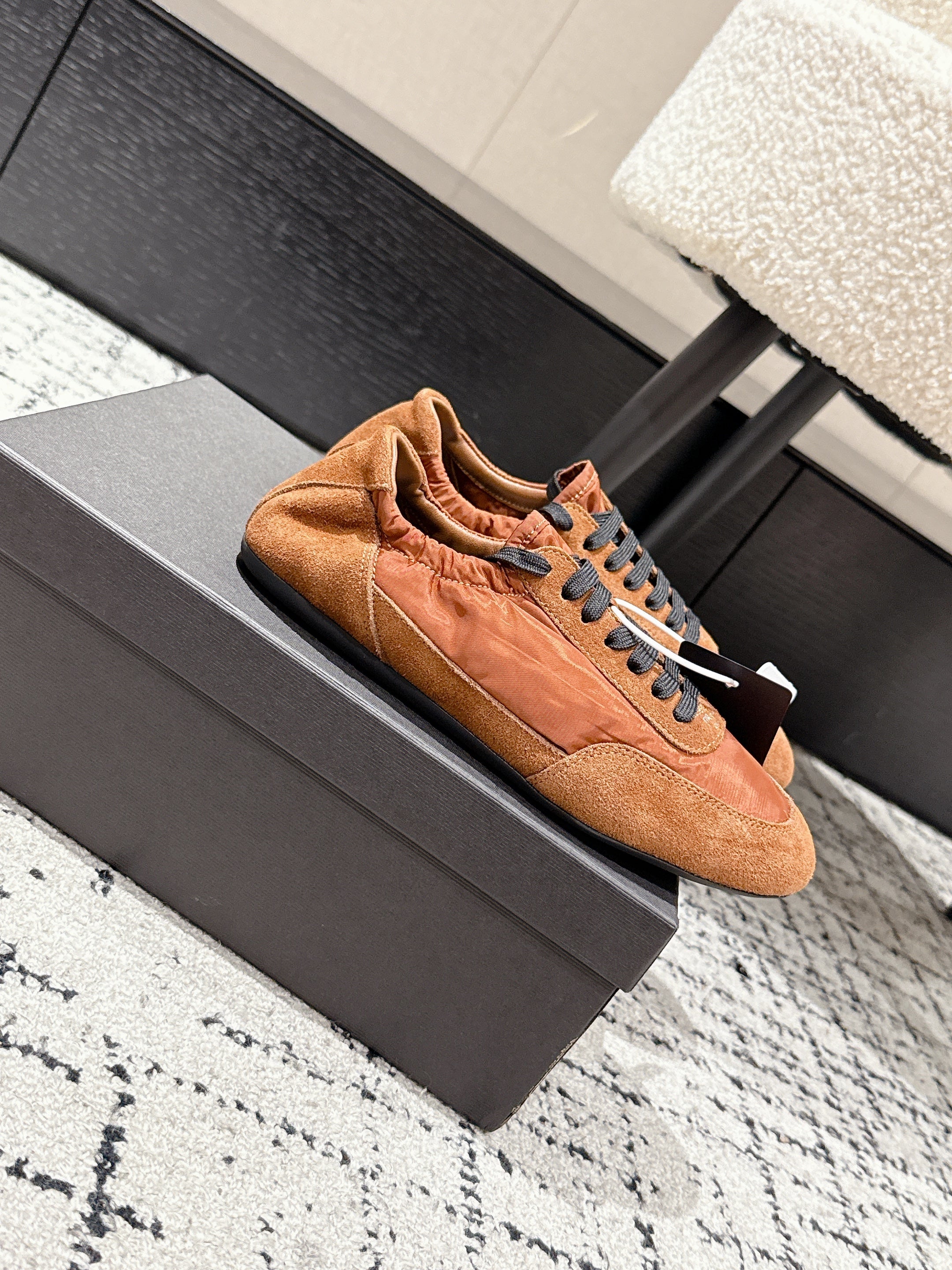 PRADA 25S COLLAPSE SNEAKERS IN BURNT ORANGE RE NYLON AND SUEDE、mysite、Cacoeks