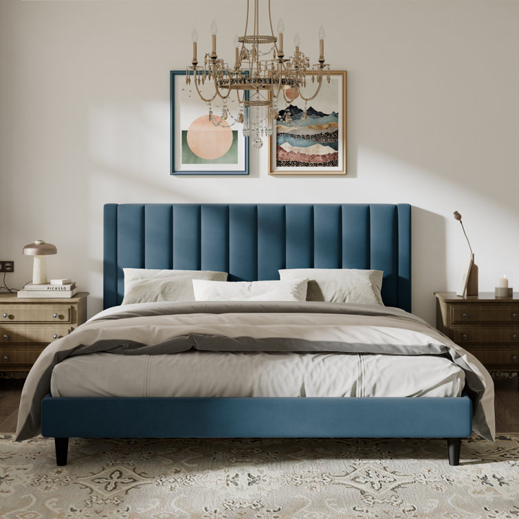 Sonoma Velvet Upholstered Bed with Tufted Headboard