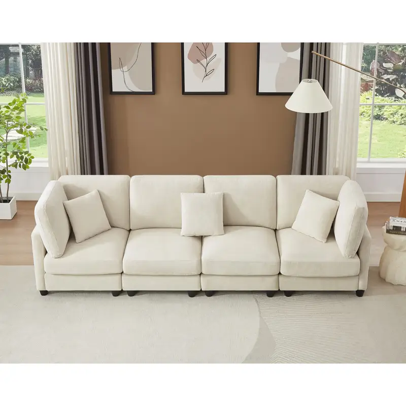 7pcs l shaped fabric fabric sofa free combination soft and comfortable suitable for living room bedroom hotel   office reception and   dark gray beige   details 14