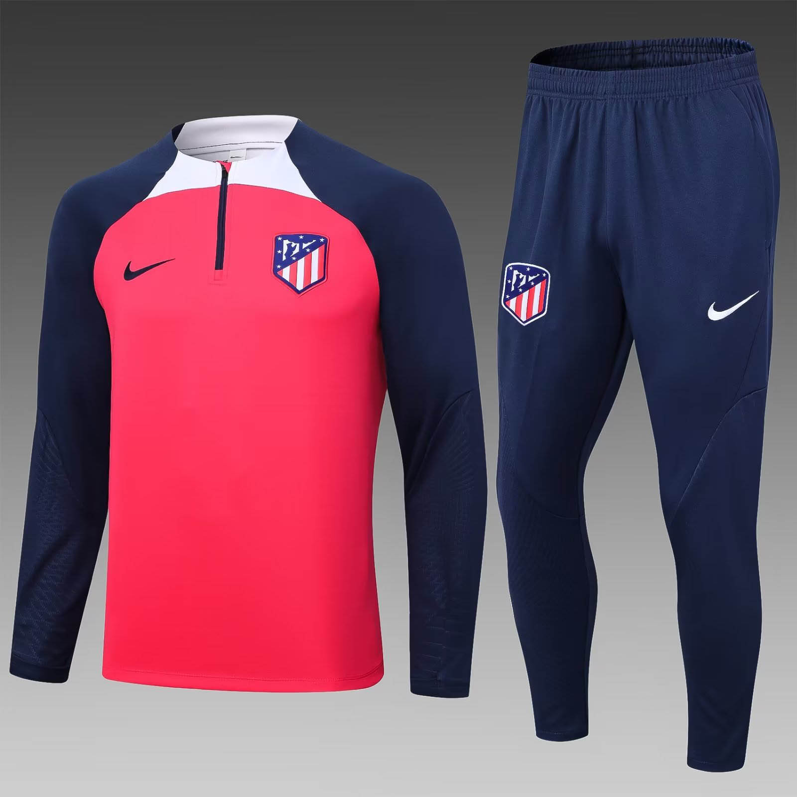 2023/2024 Atletico Madrid Half-Pull Training Suit Red 1:1 Thai Quality Set:football jersey mysite: unitedjerseyfootball 邓江浪:football