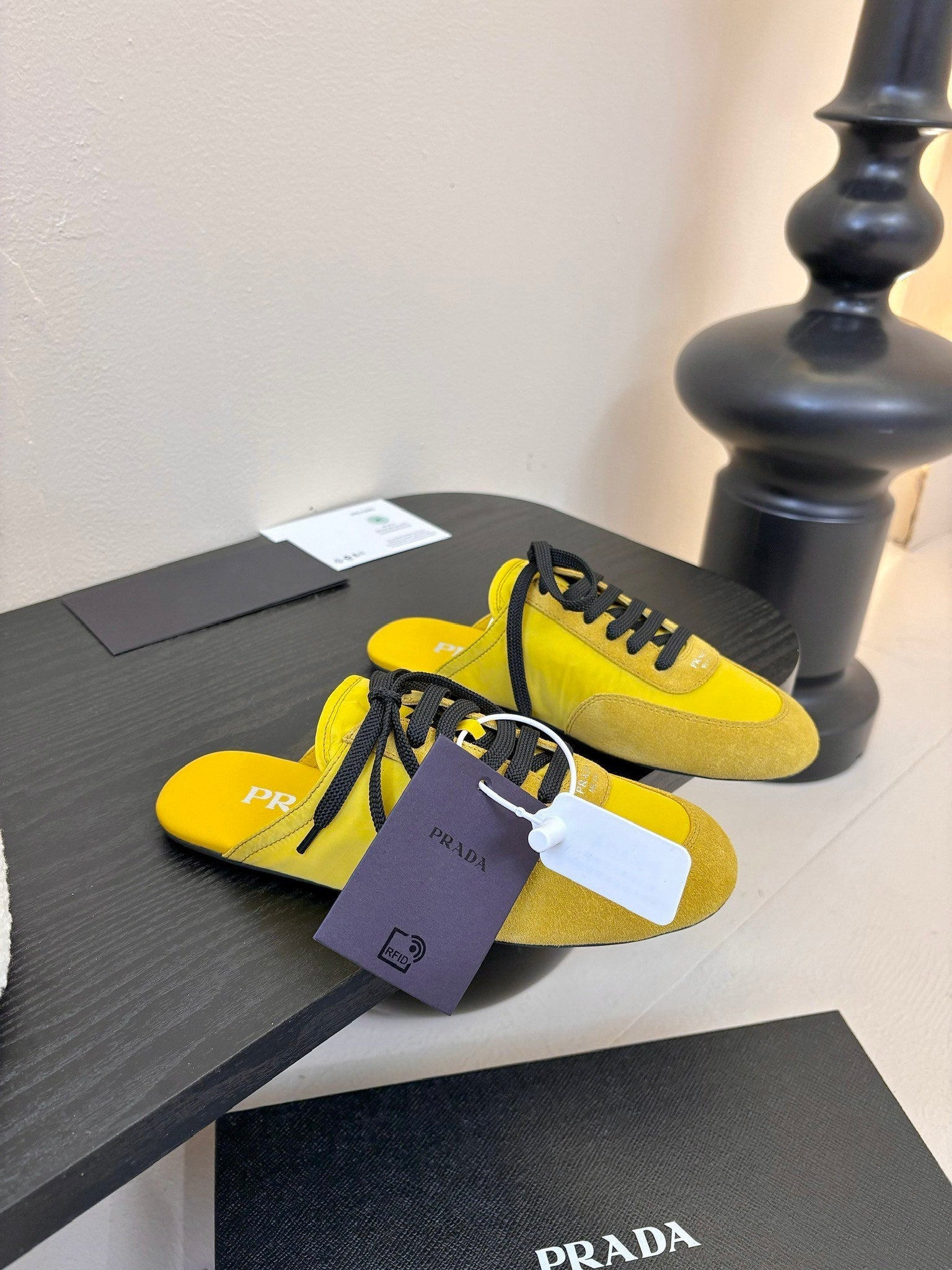 SNEAKER MULES IN YELLOW NYLON AND SUEDE、mysite、Cacoeks