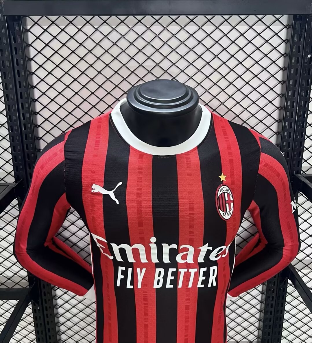JerseysGala.com | AC Milan 24-25 Home Long Sleeve Jersey - Player Version -Customize Name, Number and Patch | Worldwide Shipping