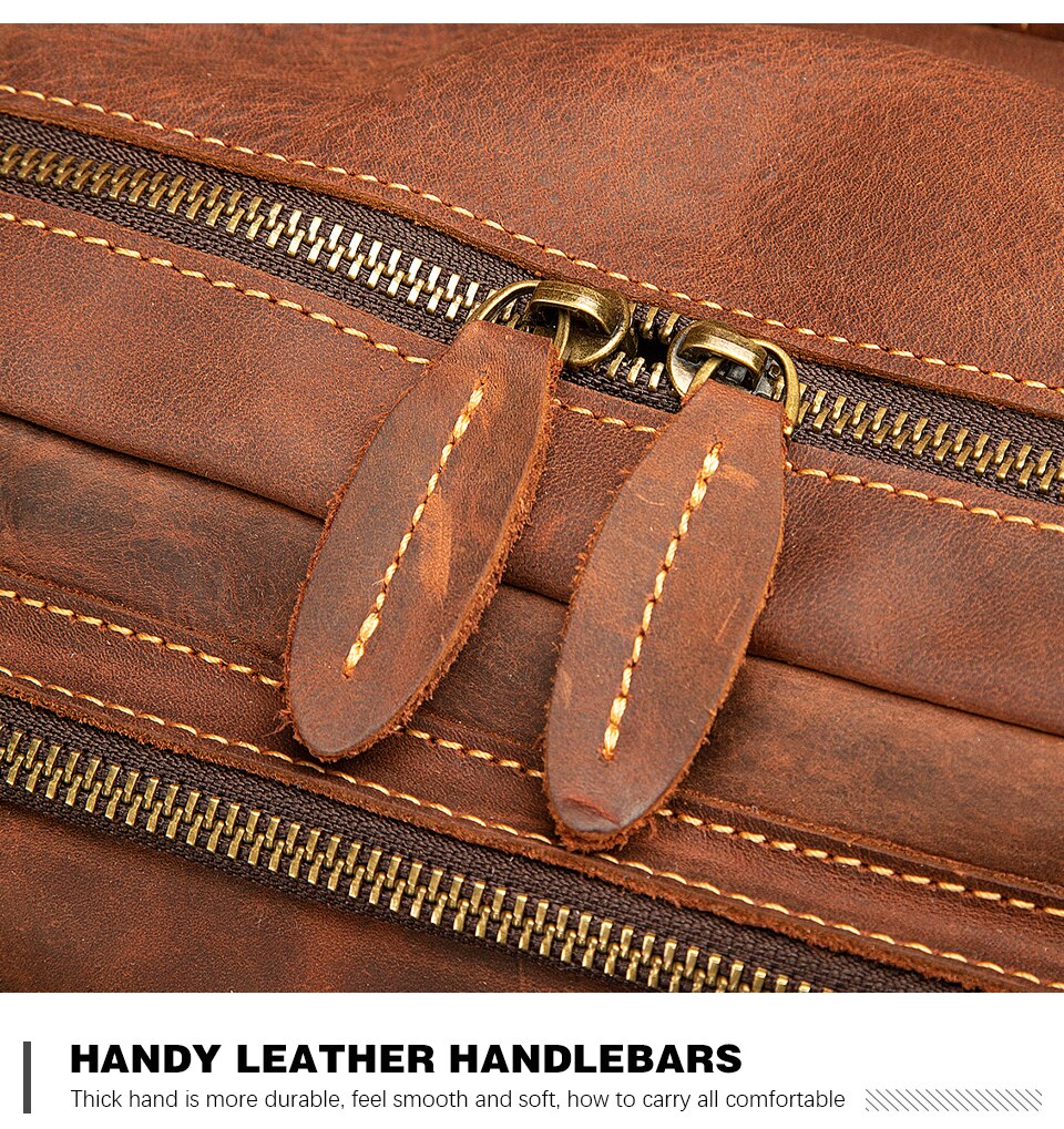 Zipper  of Woosir Full Genuine Leather Daypack Collage Bookbag