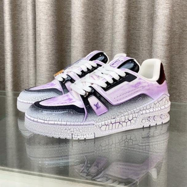 LV TRAINER SNEAKERS IN LIGHT PURPLE OMBRE MIX COLORFUL CALFSKIN、mysite、Cacoeks
