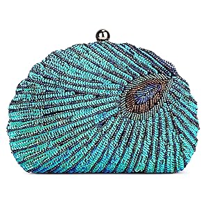 Beaded Sequin Peacock Evening Clutch Bags Party Wedding Purse