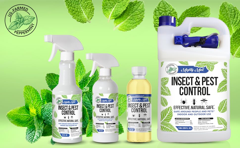 Mighty Mint Insect Peppermint Repellent Products - 16oz, 8oz, concentrate, gallon